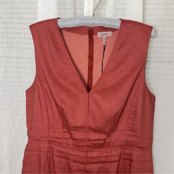 TAILORED by RT 14 Ashton Sutton Brick Orange Sleeveless MIDI Suit Dress - Picture 10 of 16